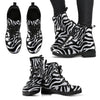 Zebra Print Custom Women's Leather Boots-grizzshop