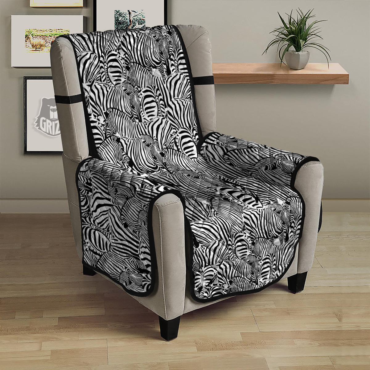 Zebra Striped Black And White Print Pattern Armchair Protector-grizzshop
