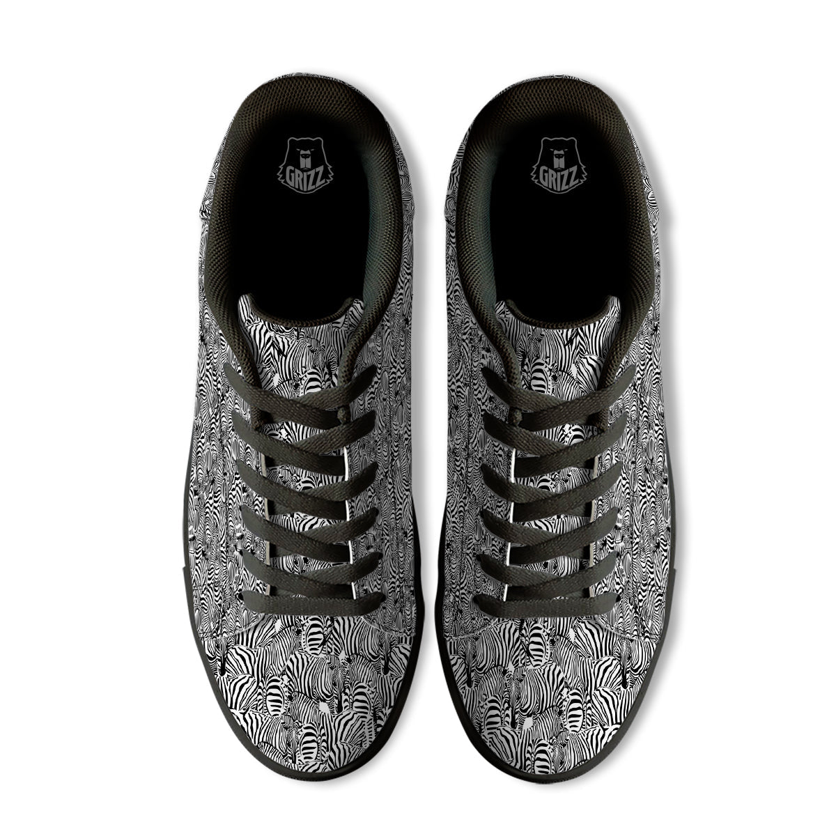 Zebra Striped Black And White Print Pattern Black Low Top Sneakers-grizzshop