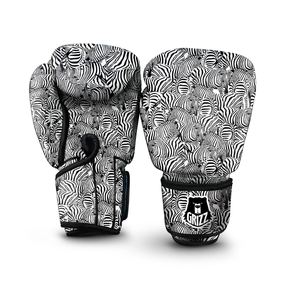 Zebra Striped Black And White Print Pattern Boxing Gloves-grizzshop