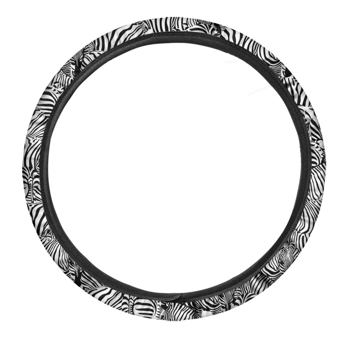 Zebra Striped Black And White Print Pattern Car Steering Wheel Cover-grizzshop