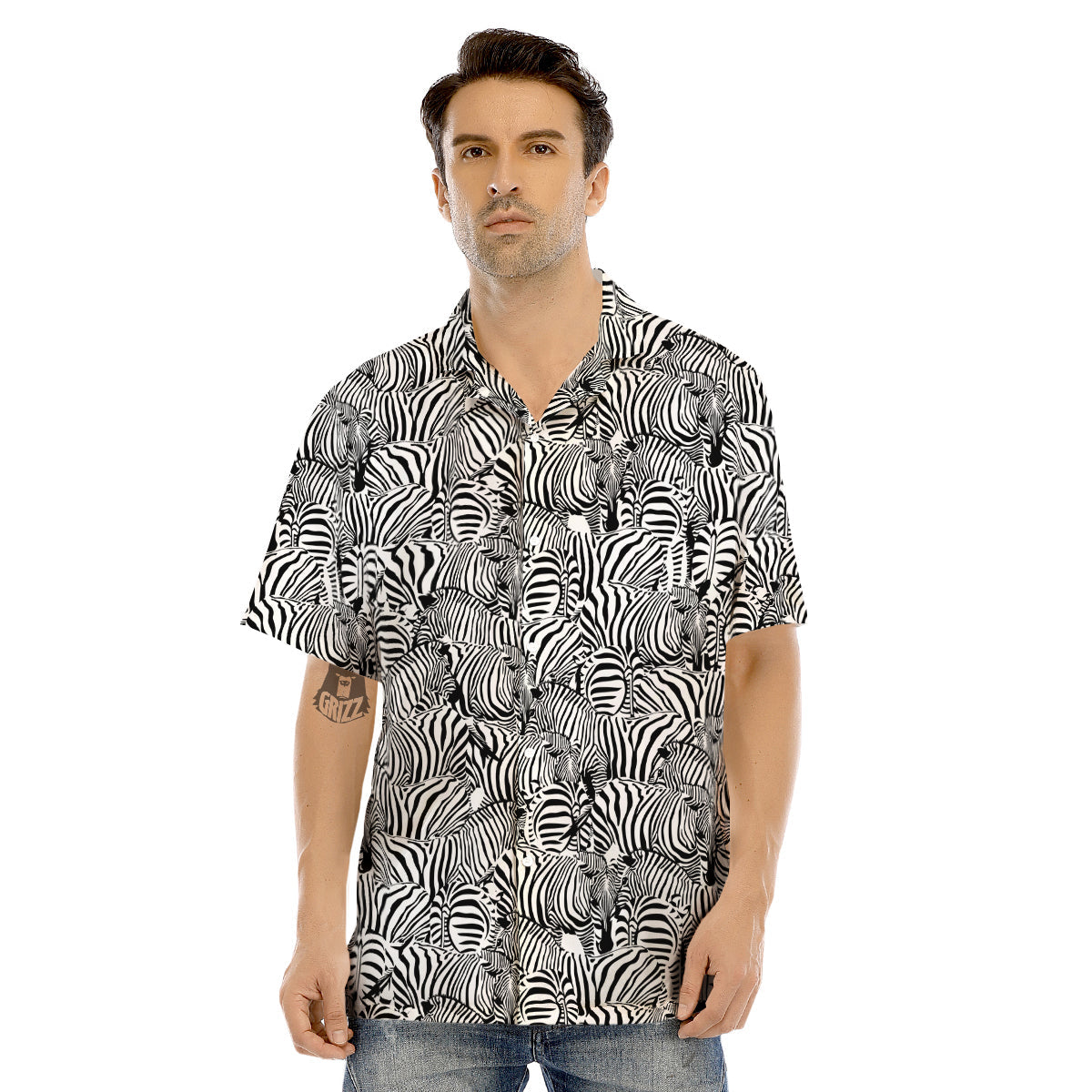 Zebra Striped Black And White Print Pattern Men's Hawaiian Shirt-grizzshop