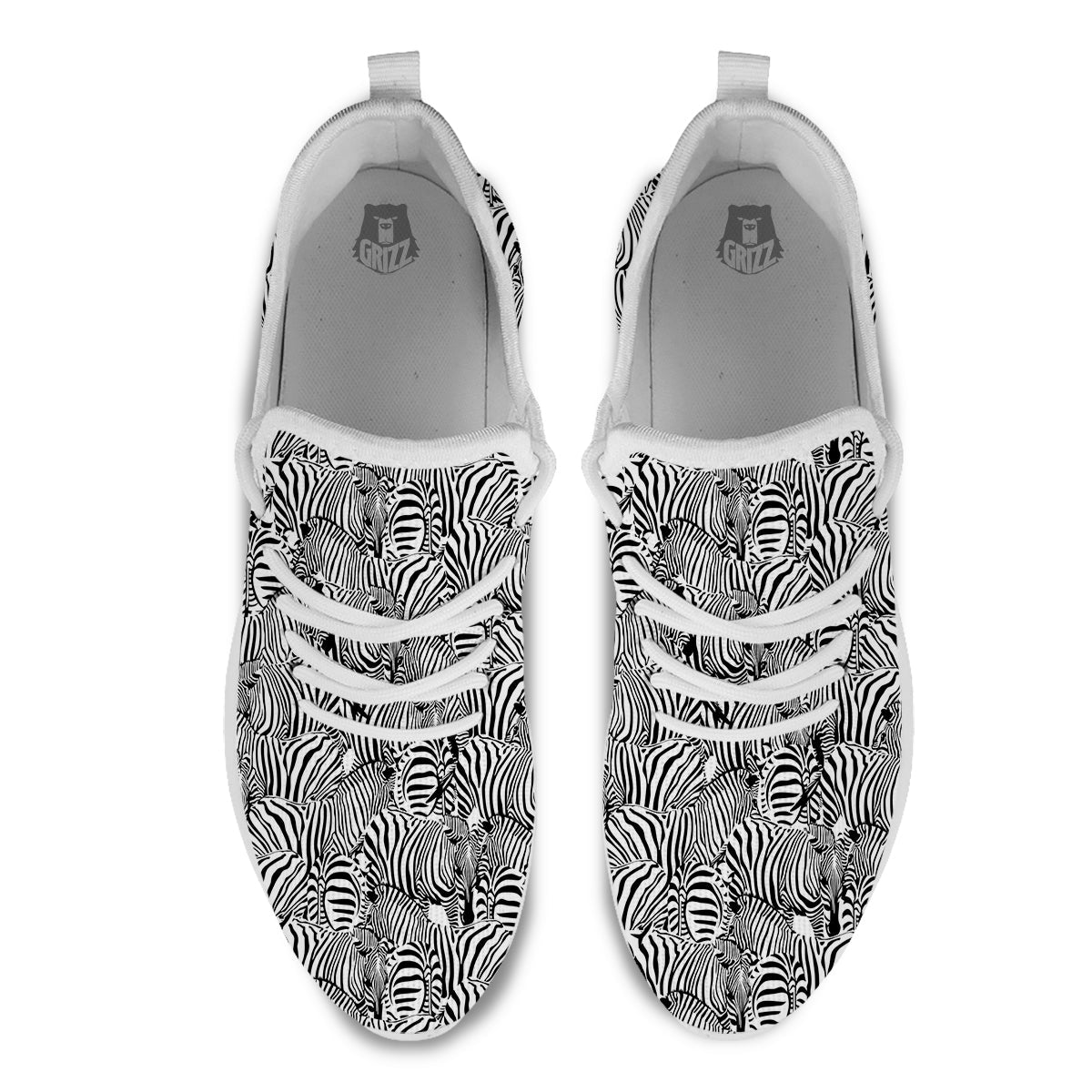 Zebra Striped Black And White Print Pattern White Athletic Shoes-grizzshop