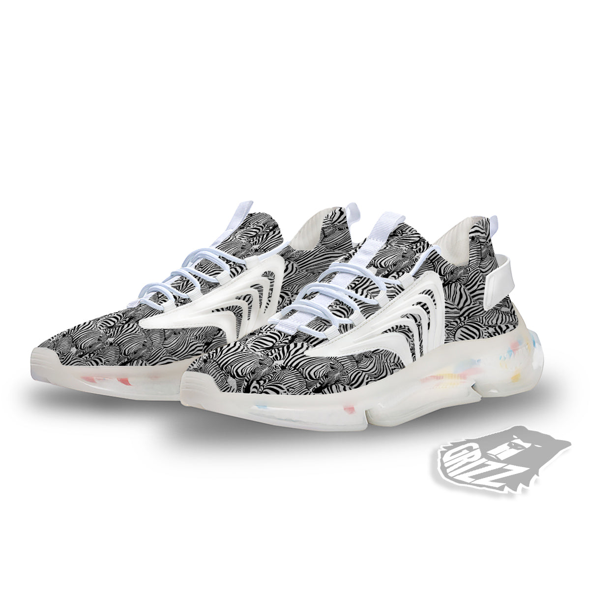 Zebra Striped Black And White Print Pattern White Gym Shoes-grizzshop