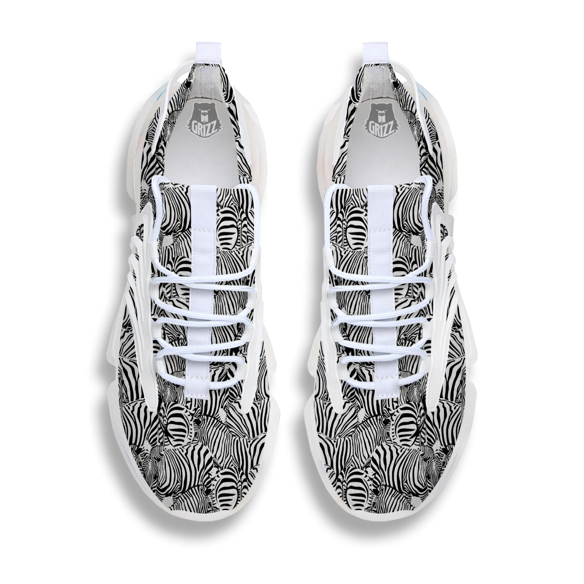 Zebra Striped Black And White Print Pattern White Gym Shoes-grizzshop