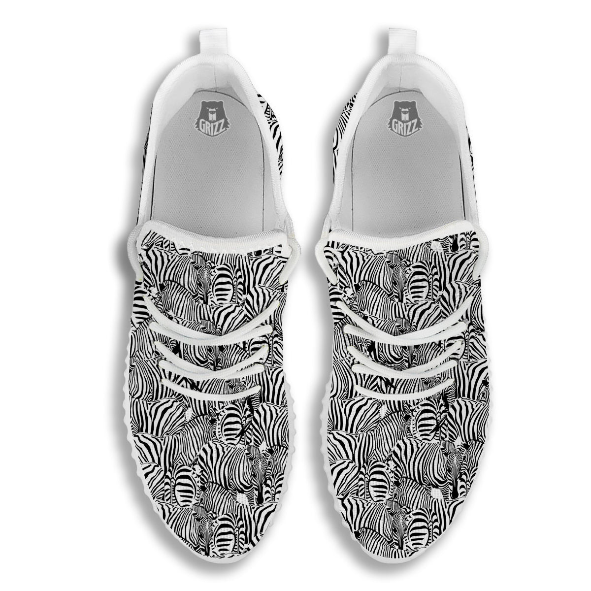 Zebra Striped Black And White Print Pattern White Walking Shoes-grizzshop