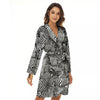 Zebra Striped Black And White Print Pattern Women's Robe-grizzshop