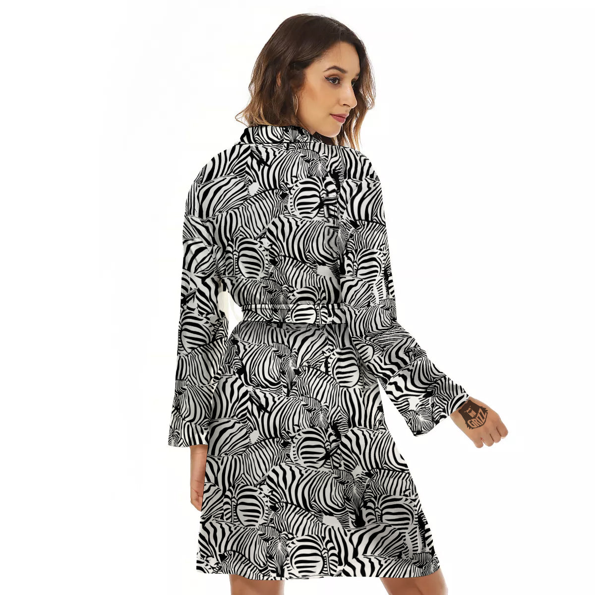 Zebra Striped Black And White Print Pattern Women's Robe-grizzshop