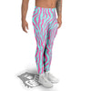 Zebra Stripes Blue And Pink Print Men's Leggings-grizzshop