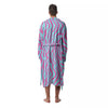 Zebra Stripes Blue And Pink Print Men's Robe-grizzshop