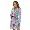 Zebra Stripes Blue And Pink Print Women's Robe-grizzshop