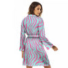 Zebra Stripes Blue And Pink Print Women's Robe-grizzshop