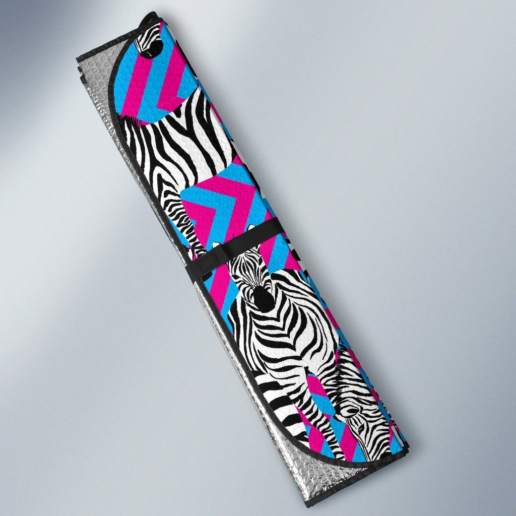 Zebra Neon Pattern Print Car Sun Shade-grizzshop