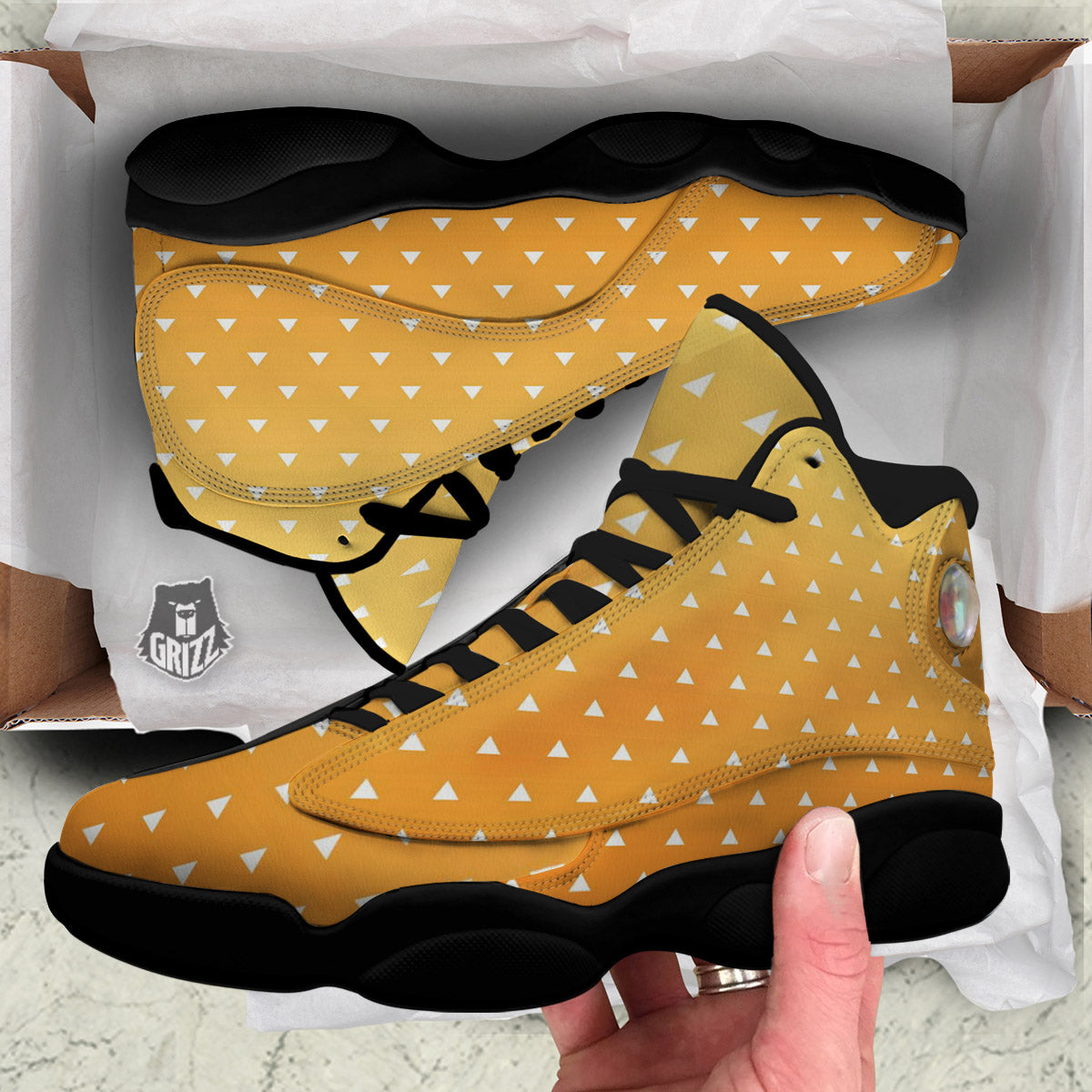 Zenitsu Print Pattern Black Basketball Shoes-grizzshop
