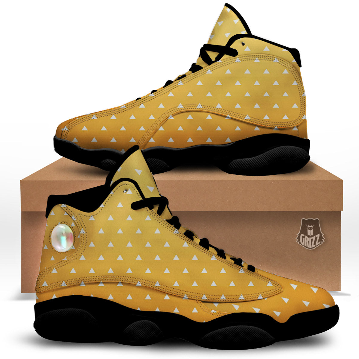 Zenitsu Print Pattern Black Basketball Shoes-grizzshop