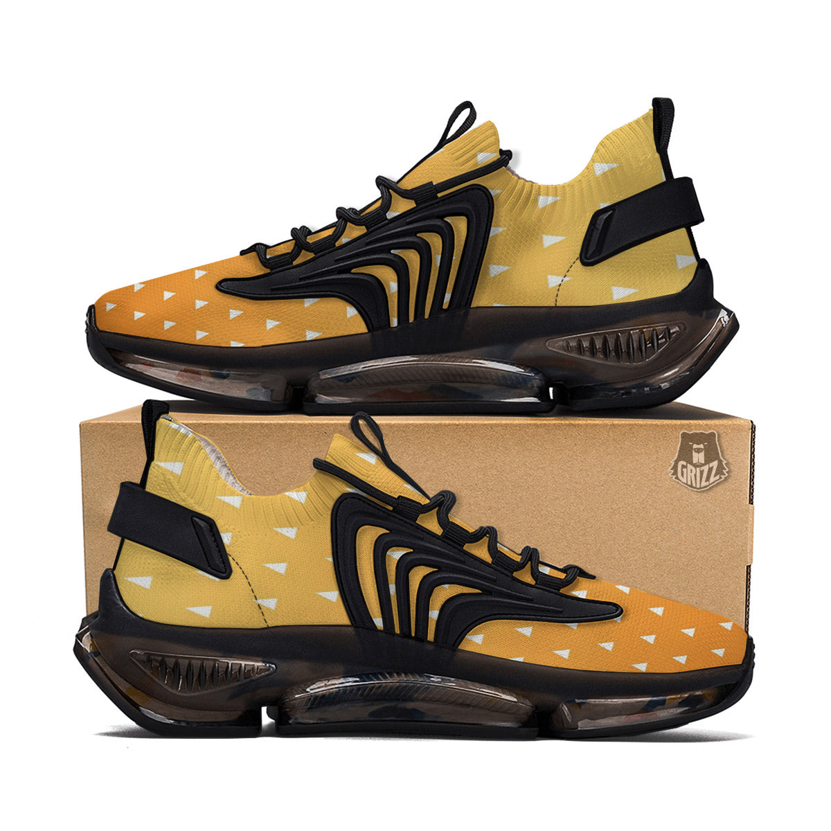 Zenitsu Print Pattern Black Gym Shoes-grizzshop