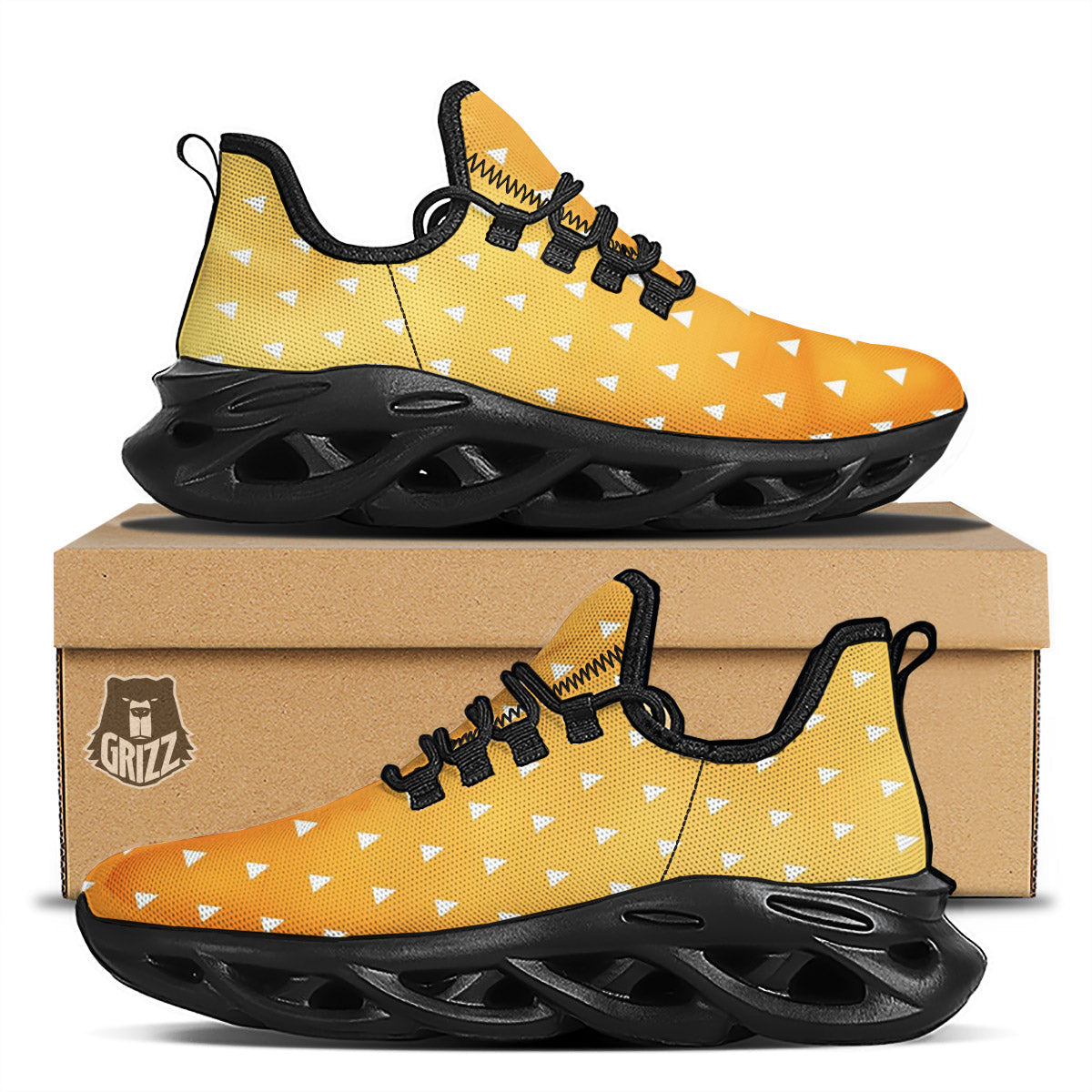 Zenitsu Print Pattern Black Running Shoes-grizzshop