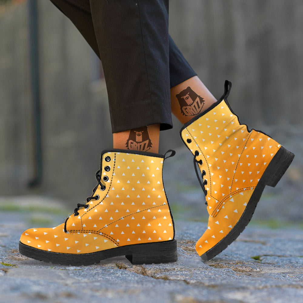 Zenitsu Print Pattern Leather Boots-grizzshop