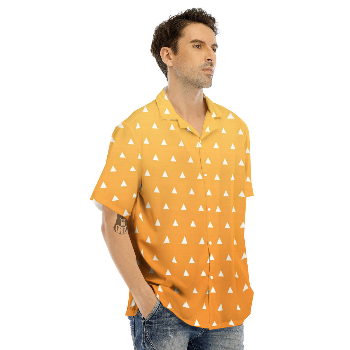 Zenitsu Print Pattern Men's Hawaiian Shirt-grizzshop