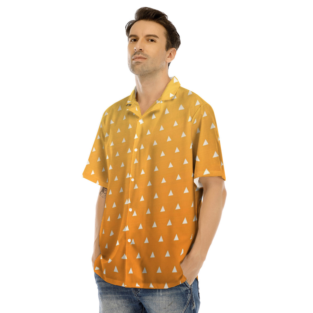 Zenitsu Print Pattern Men's Hawaiian Shirt-grizzshop