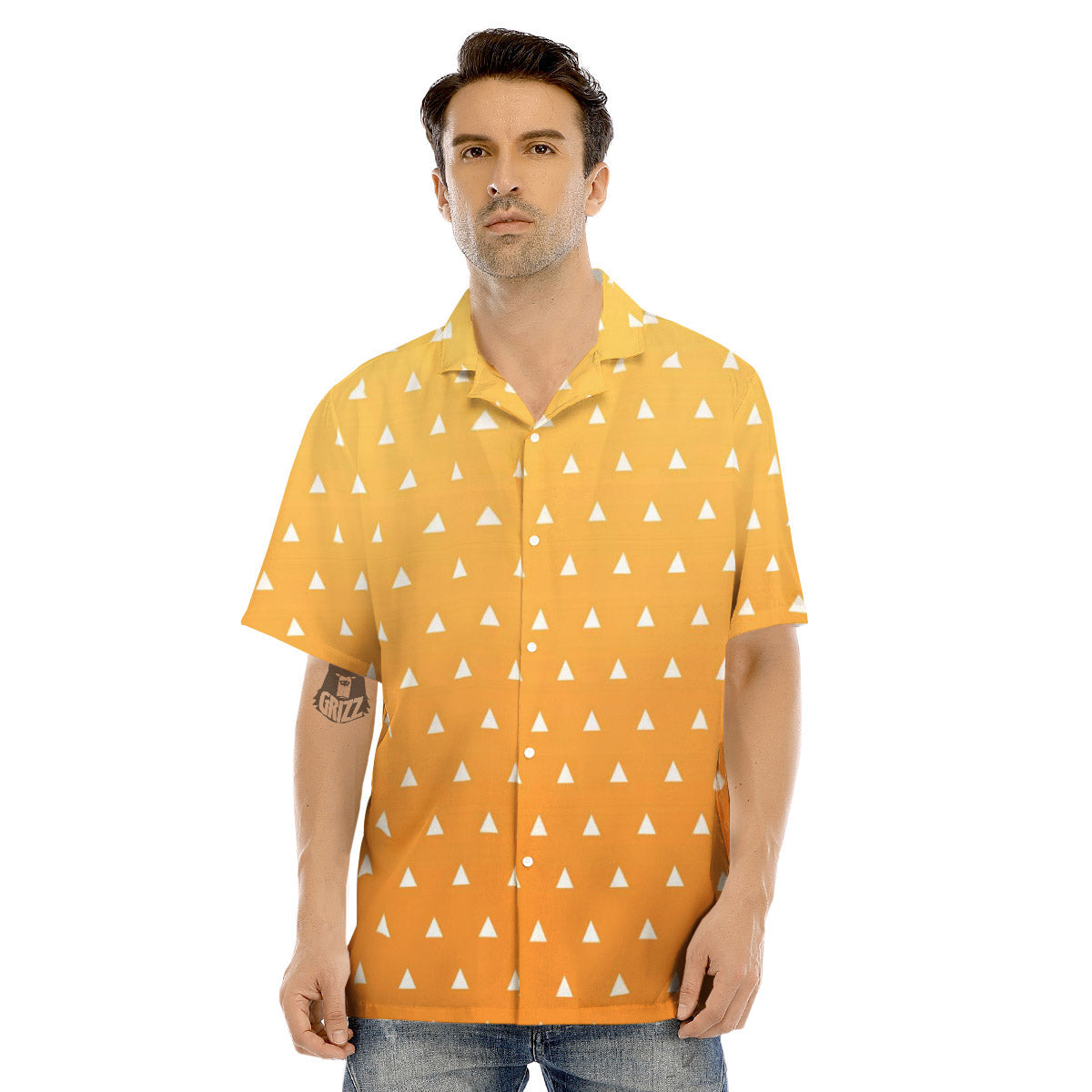Zenitsu Print Pattern Men's Hawaiian Shirt-grizzshop