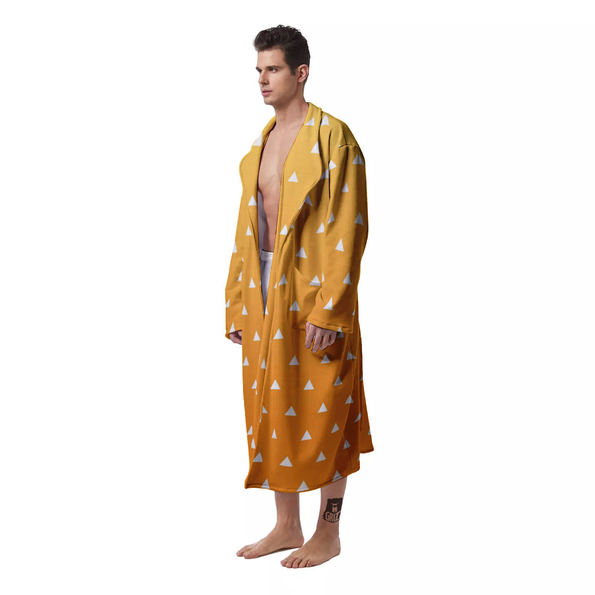 Zenitsu Print Pattern Men's Robe-grizzshop