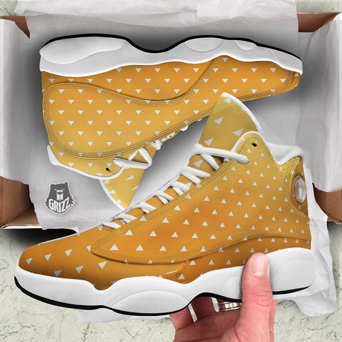 Zenitsu Print Pattern White Basketball Shoes-grizzshop