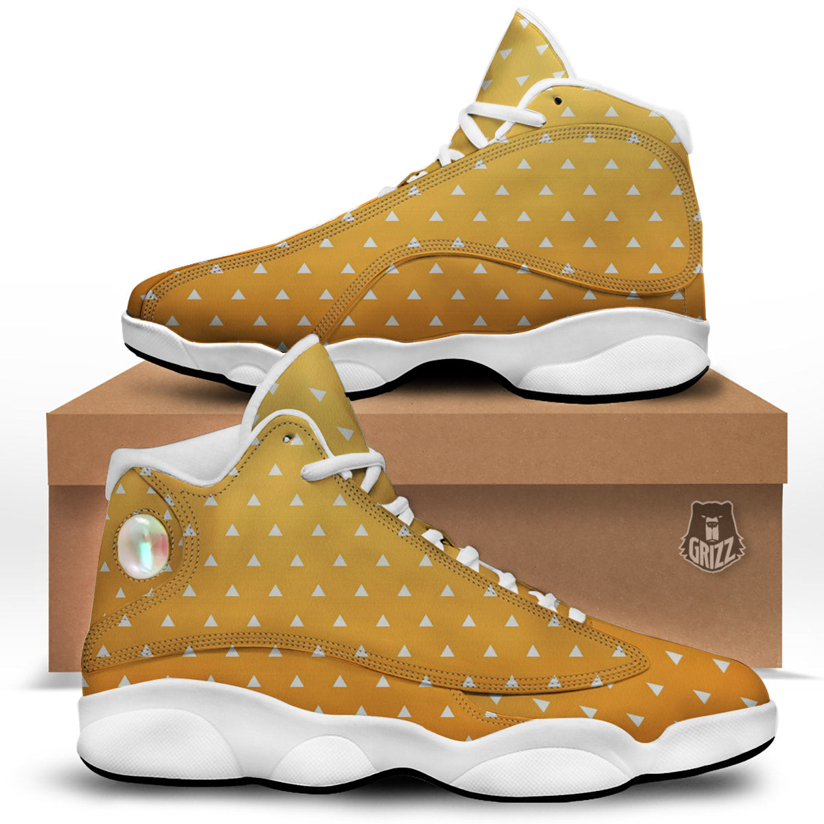 Zenitsu Print Pattern White Basketball Shoes-grizzshop