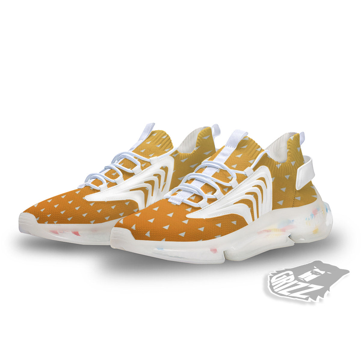 Zenitsu Print Pattern White Gym Shoes-grizzshop