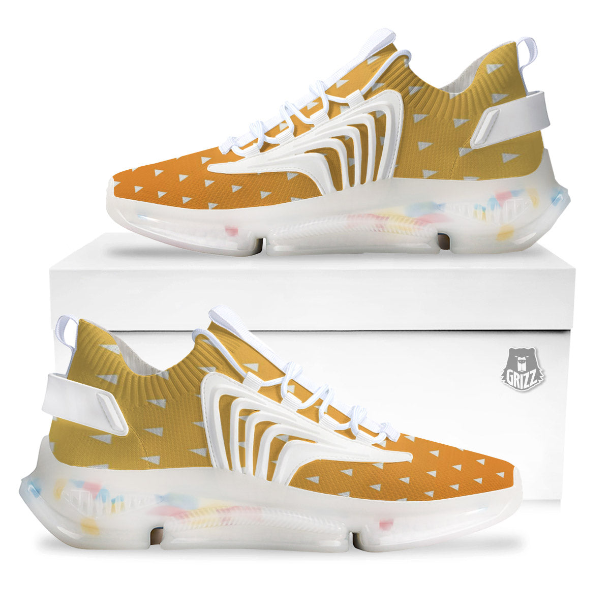 Zenitsu Print Pattern White Gym Shoes-grizzshop