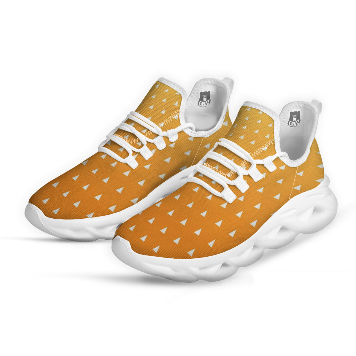 Zenitsu Print Pattern White Running Shoes-grizzshop
