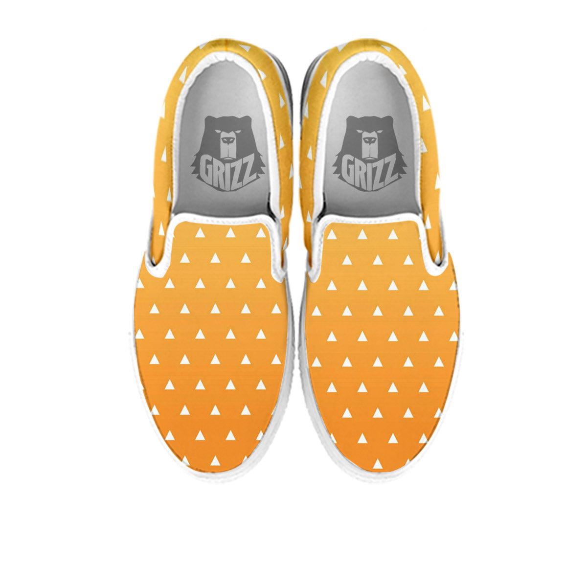 Zenitsu Print Pattern White Slip On Shoes-grizzshop