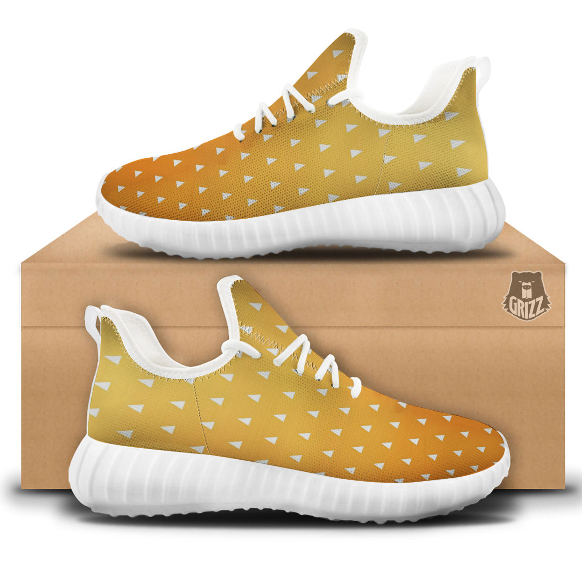 Zenitsu Print Pattern White Walking Shoes-grizzshop