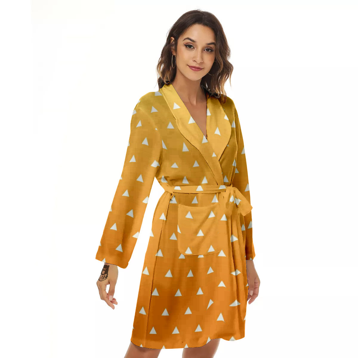 Zenitsu Print Pattern Women's Robe-grizzshop