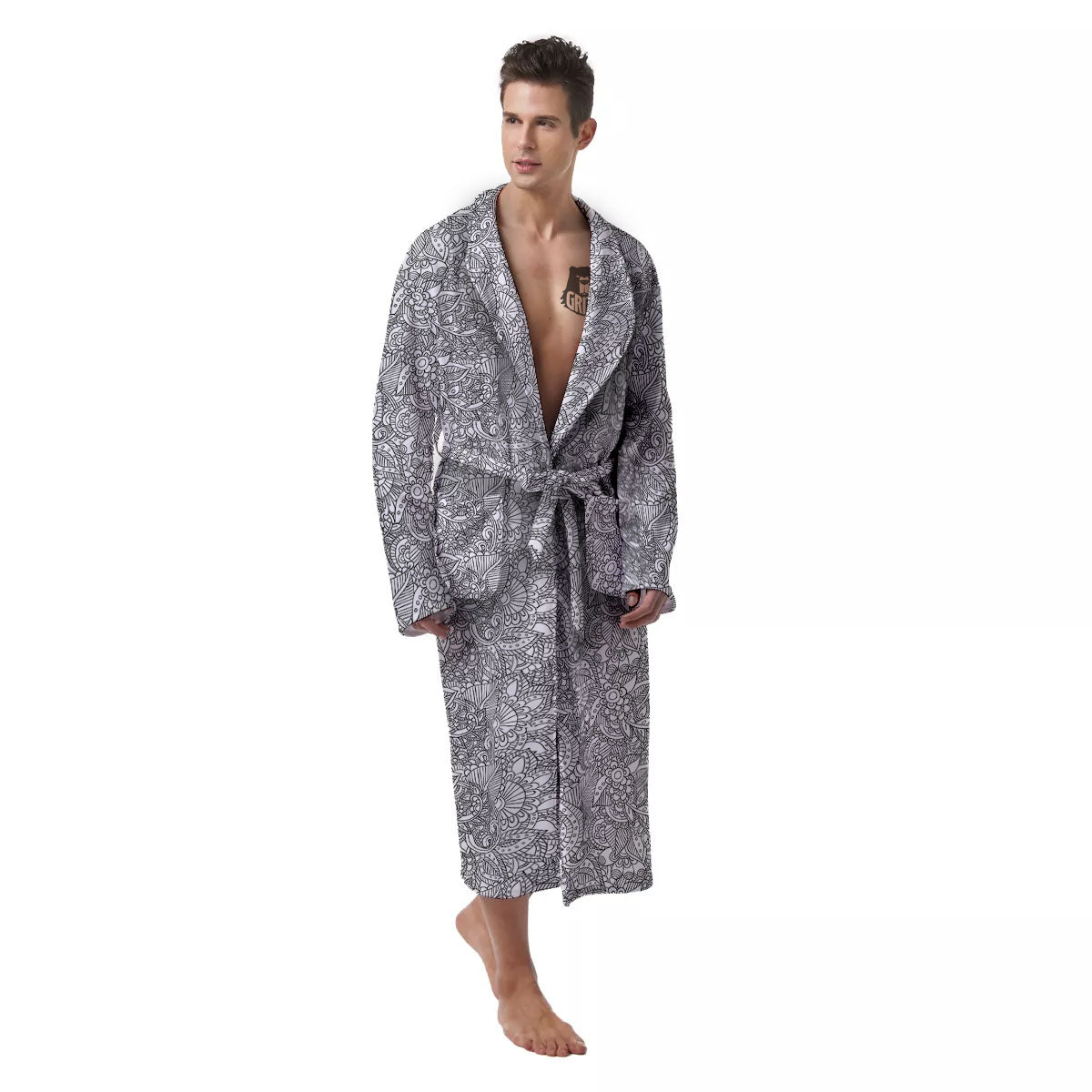 Zentangle Ethnic Print Pattern Men's Robe-grizzshop