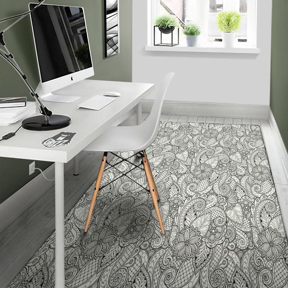 Zentangle Monochrome Print Pattern Floor Mat-grizzshop