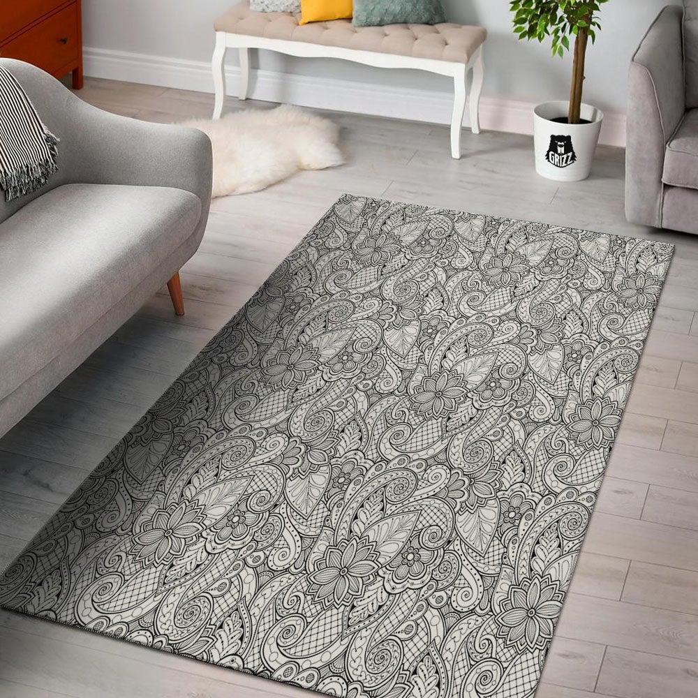 Zentangle Monochrome Print Pattern Floor Mat-grizzshop