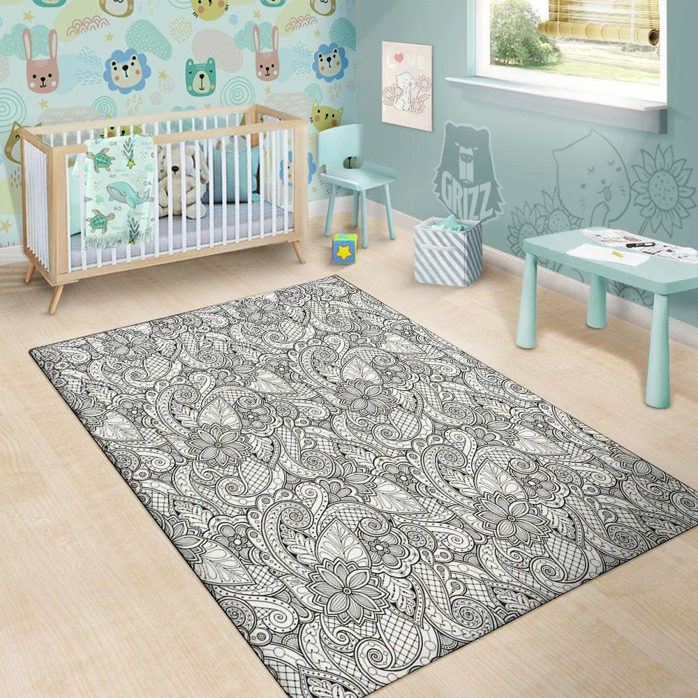 Zentangle Monochrome Print Pattern Floor Mat-grizzshop