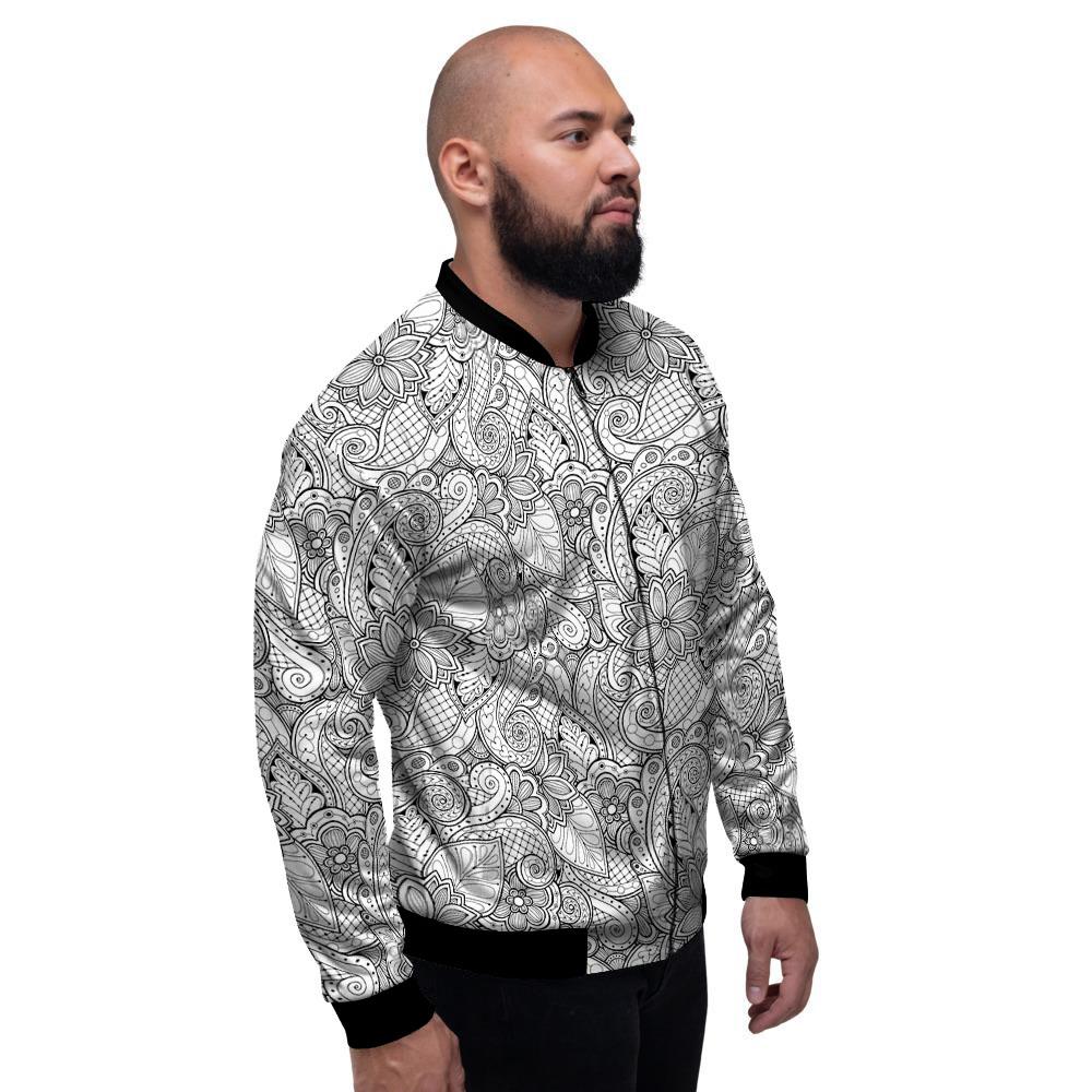 Zentangle Monochrome Print Pattern Men's Bomber Jacket-grizzshop