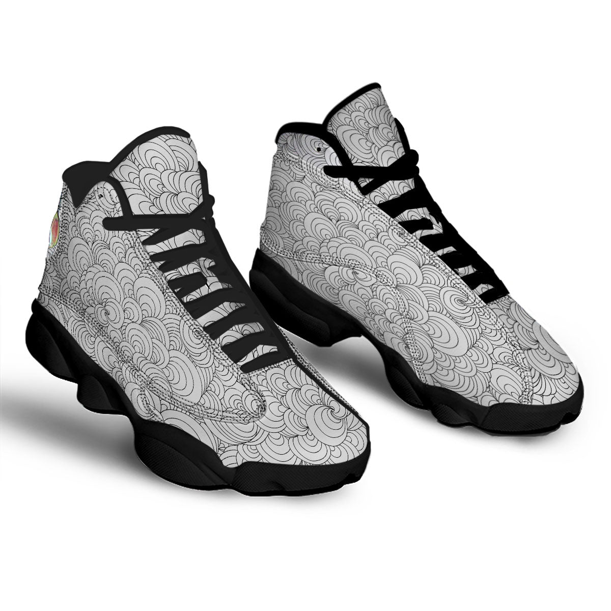 Zentangle White And Black Print Pattern Black Basketball Shoes-grizzshop