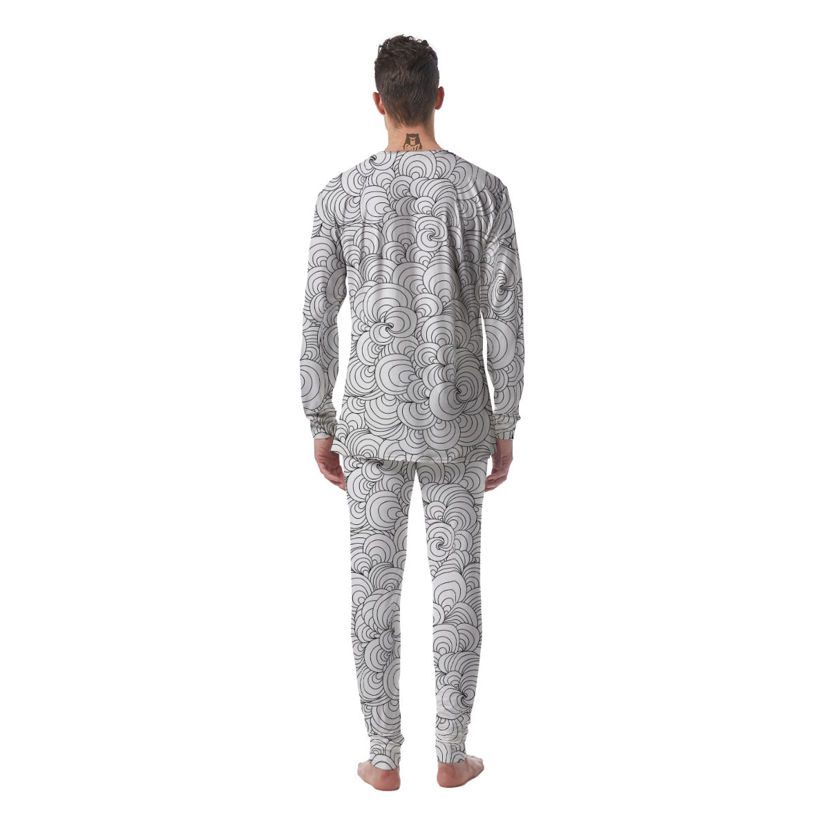 Zentangle White And Black Print Pattern Men's Pajamas-grizzshop