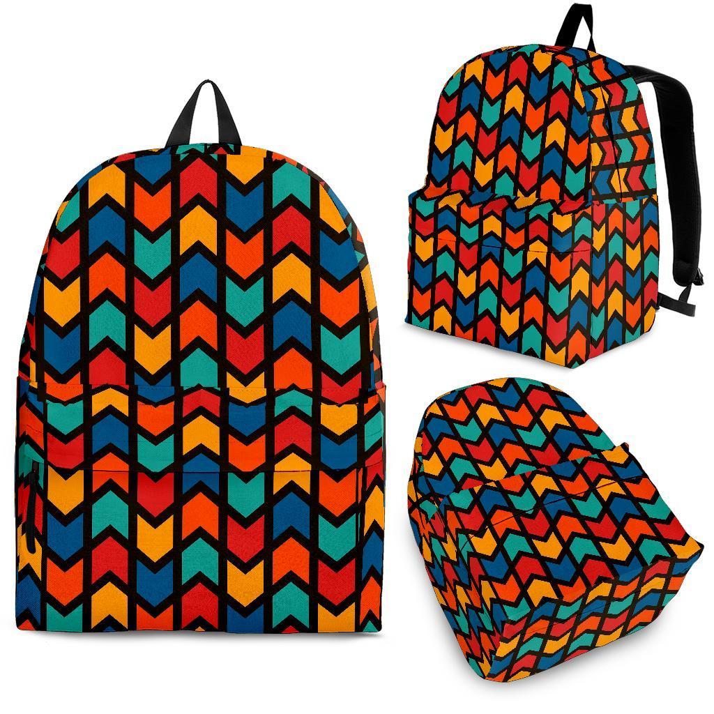 Zig Zag Colorful Pattern Print Backpack-grizzshop