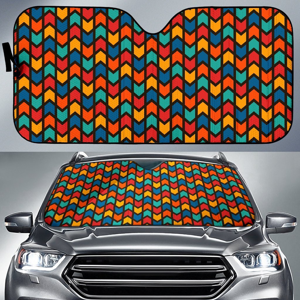 Zig Zag Colorful Pattern Print Car Sun Shade-grizzshop