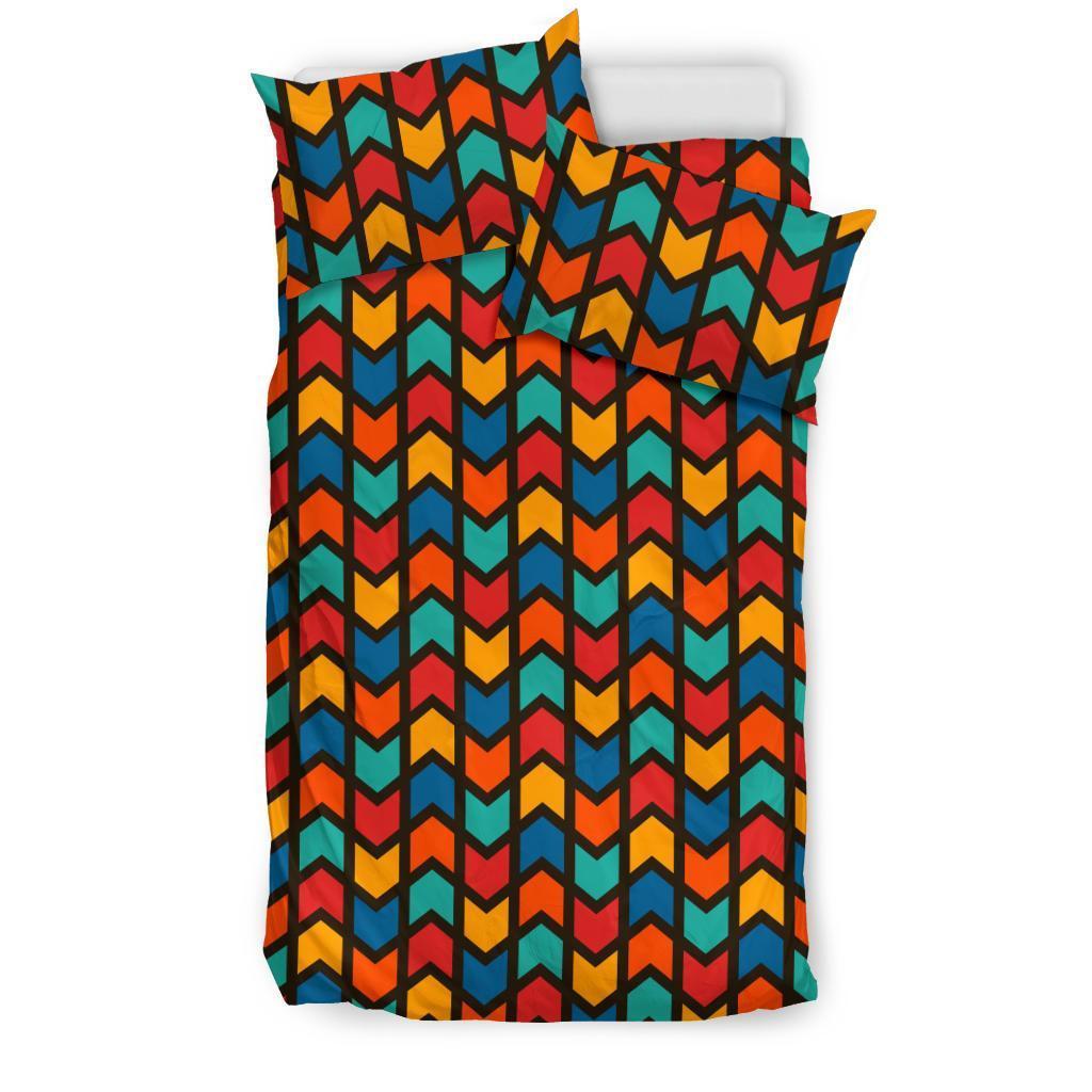 Zig Zag Colorful Pattern Print Duvet Cover Bedding Set-grizzshop
