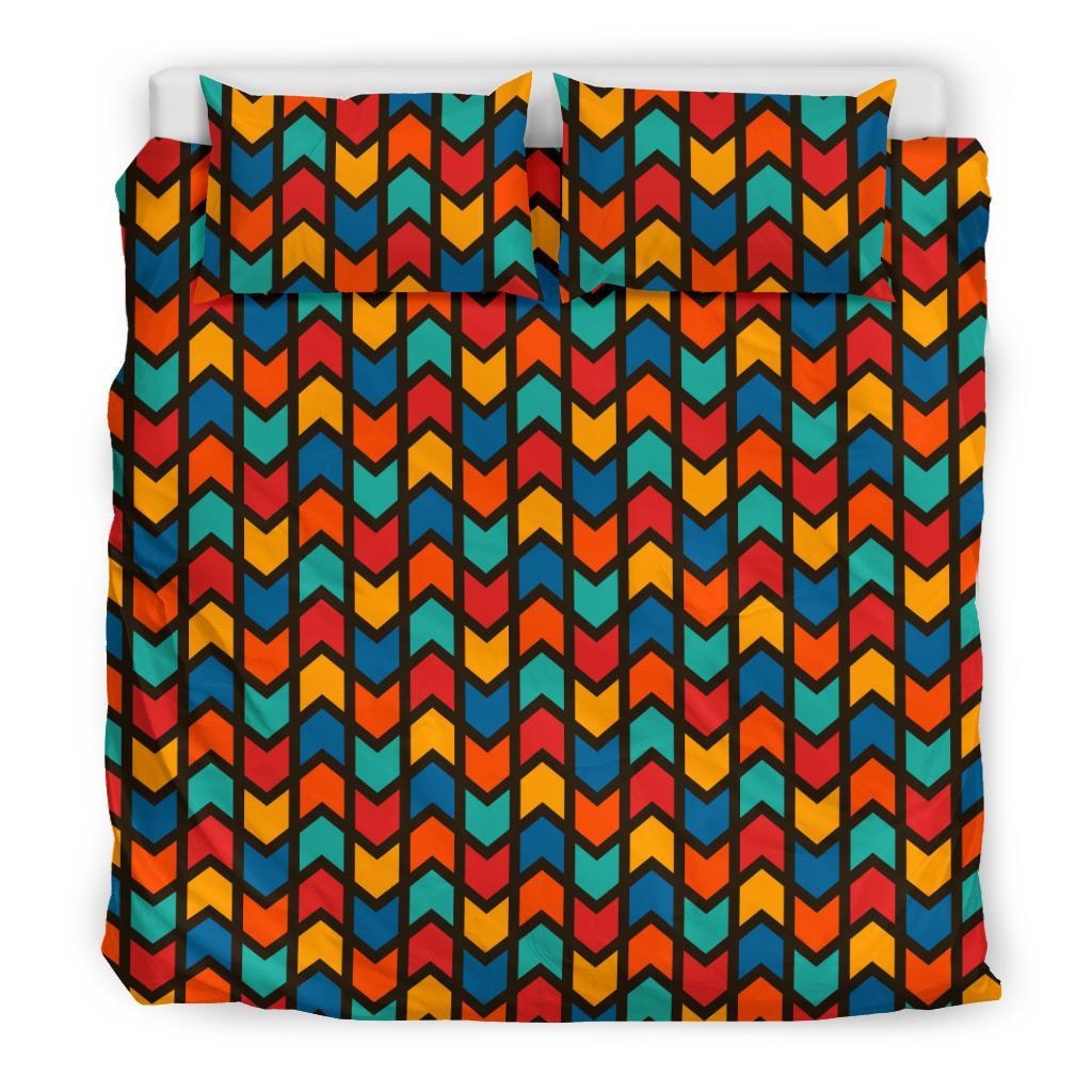 Zig Zag Colorful Pattern Print Duvet Cover Bedding Set-grizzshop