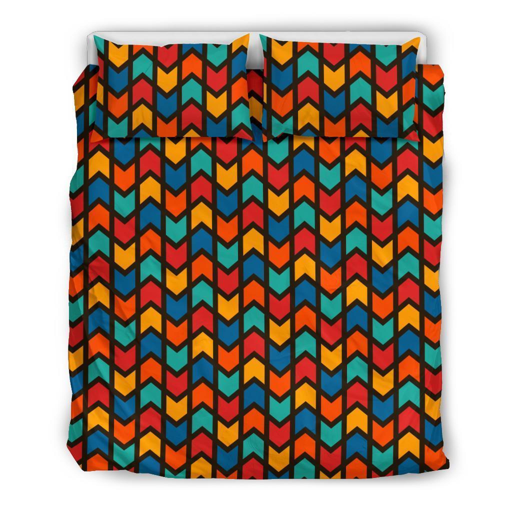 Zig Zag Colorful Pattern Print Duvet Cover Bedding Set-grizzshop