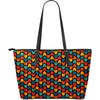 Zig Zag Colorful Pattern Print Leather Tote Bag-grizzshop