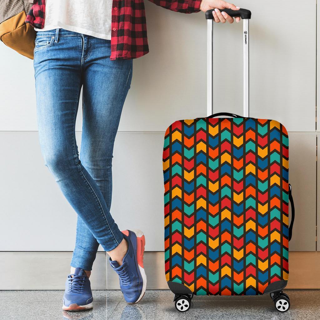 Zig Zag Colorful Pattern Print Luggage Cover Protector-grizzshop