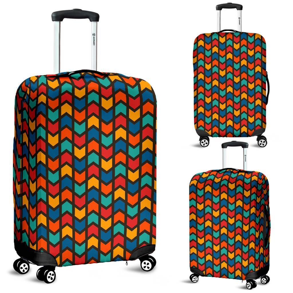 Zig Zag Colorful Pattern Print Luggage Cover Protector-grizzshop