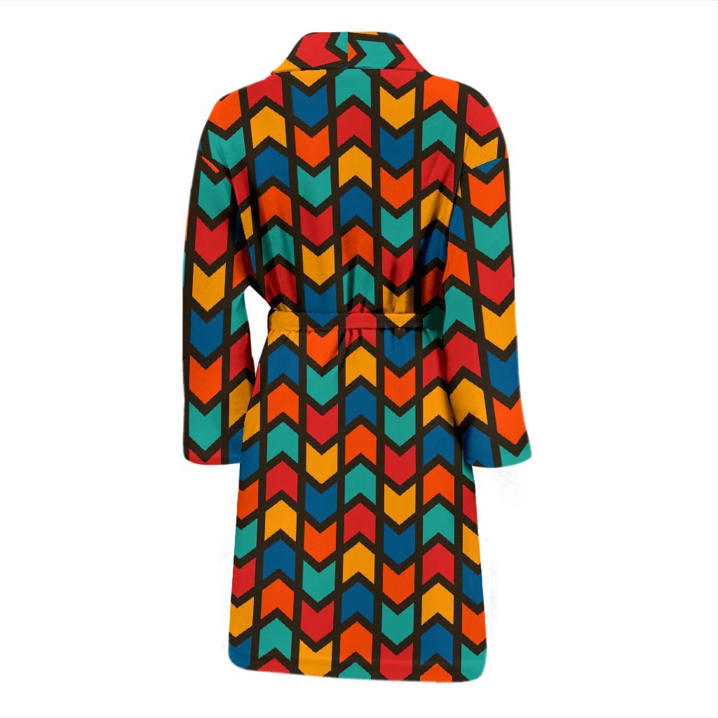 Zig Zag Colorful Pattern Print Men Long Robe-grizzshop